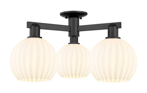 Arcadia Three Light Semi-Flush Mount in Matte Black (405|7163FBKG12178WV)
