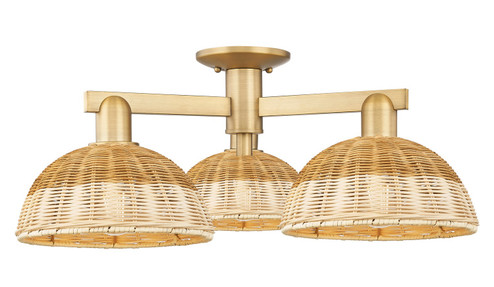 Arcadia Three Light Semi-Flush Mount in Brushed Brass (405|7163FBBNBD29NAT)
