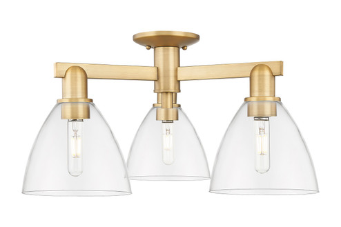 Arcadia Three Light Semi-Flush Mount in Brushed Brass (405|7163FBBGBD752)