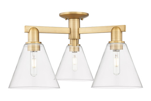 Arcadia Three Light Semi-Flush Mount in Brushed Brass (405|7163FBBGBC82)