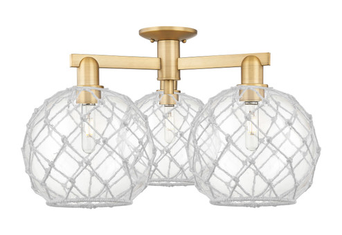 Arcadia Three Light Semi-Flush Mount in Brushed Brass (405|7163FBBG12210RW)