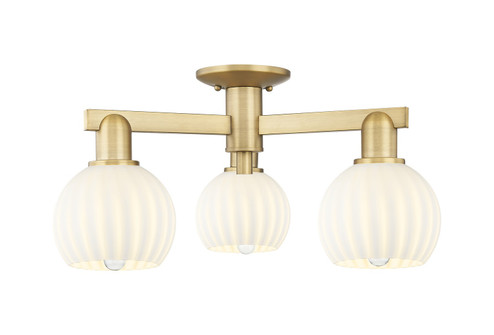 Arcadia Three Light Semi-Flush Mount in Brushed Brass (405|7163FBBG12176WV)