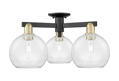 Arcadia Three Light Semi-Flush Mount in Black Antique Brass (405|7163FBABG1228)