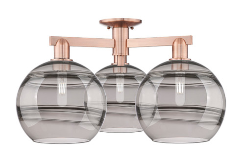 Arcadia Three Light Semi-Flush Mount in Antique Copper (405|7163FACG55610SM)