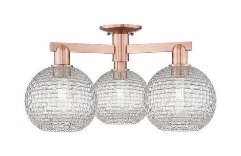 Arcadia Three Light Semi-Flush Mount in Antique Copper (405|7163FACG122C8CL)