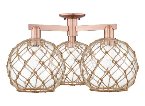 Arcadia Three Light Semi-Flush Mount in Antique Copper (405|7163FACG12210RB)