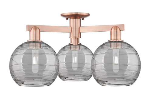 Arcadia Three Light Semi-Flush Mount in Antique Copper (405|7163FACG12138SM)