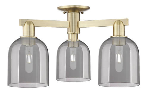 Arcadia Three Light Semi-Flush Mount in Antique Brass (405|7163FABG5586SM)