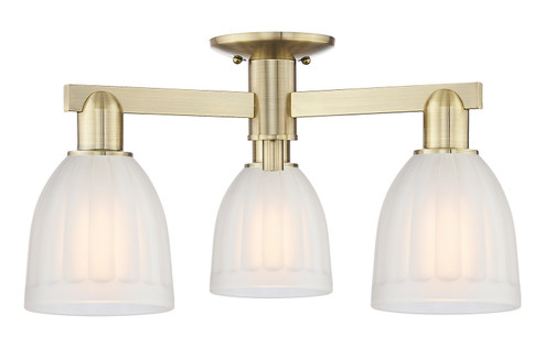 Arcadia Three Light Semi-Flush Mount in Antique Brass (405|7163FABG441)