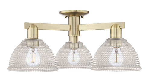Arcadia Three Light Semi-Flush Mount in Antique Brass (405|7163FABG422)