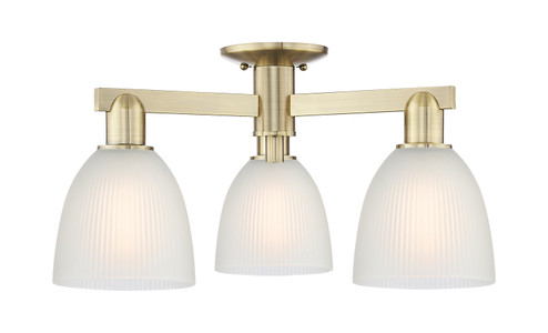 Arcadia Three Light Semi-Flush Mount in Antique Brass (405|7163FABG381)