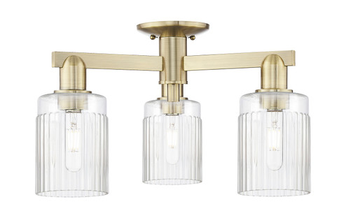 Arcadia Three Light Semi-Flush Mount in Antique Brass (405|7163FABG342)