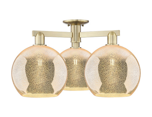 Arcadia Three Light Semi-Flush Mount in Antique Brass (405|7163FABG12810)