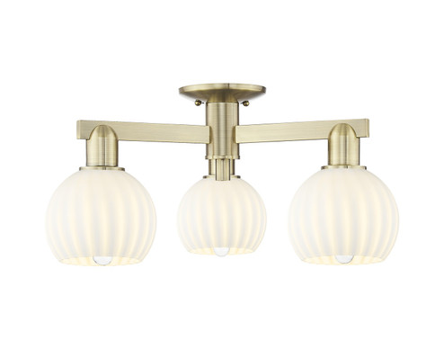 Arcadia Three Light Semi-Flush Mount in Antique Brass (405|7163FABG12176WV)