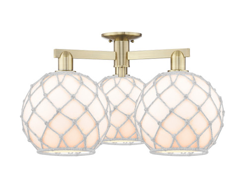 Arcadia Three Light Semi-Flush Mount in Antique Brass (405|7163FABG12110RW)