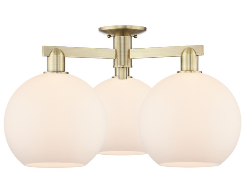 Arcadia Three Light Semi-Flush Mount in Antique Brass (405|7163FABG12110)
