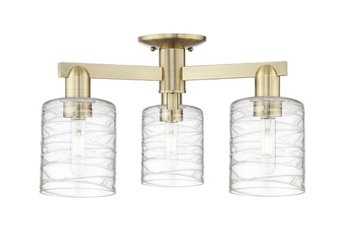 Arcadia Three Light Semi-Flush Mount in Antique Brass (405|7163FABG1113)