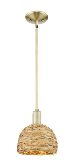 Arcadia One Light Mini Pendant in Antique Brass (405|7161SABRBD8NAT)
