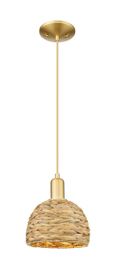 Arcadia One Light Mini Pendant in Satin Gold (405|7161PSGRBD8NAT)
