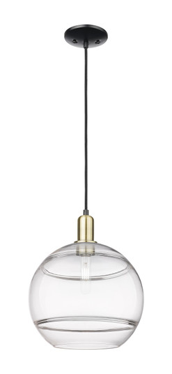 Arcadia One Light Mini Pendant in Black Antique Brass (405|7161PBABG55612CL)