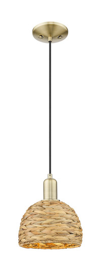 Arcadia One Light Mini Pendant in Antique Brass (405|7161PABRBD8NAT)