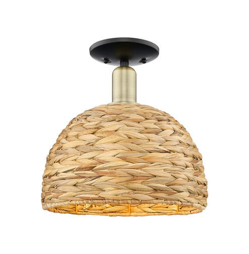Arcadia One Light Semi-Flush Mount in Black Antique Brass (405|7161CBABRBD12NAT)