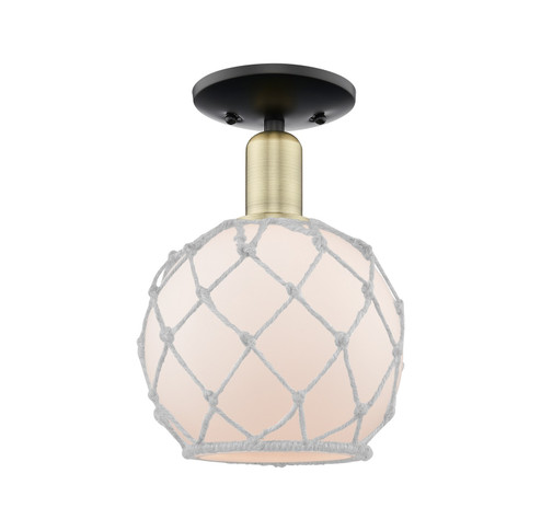 Arcadia One Light Semi-Flush Mount in Black Antique Brass (405|7161CBABG1218RW)