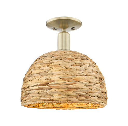 Arcadia One Light Semi-Flush Mount in Antique Brass (405|7161CABRBD12NAT)