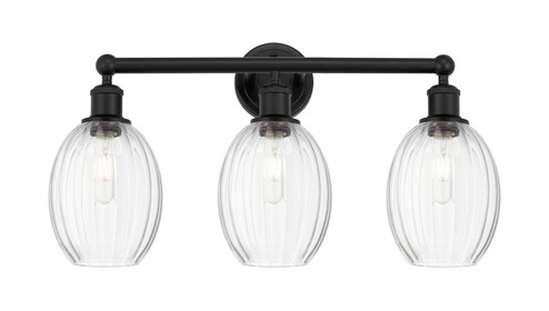 Edison Three Light Bath Vanity in Matte Black (405|6163WBKG4596CL)