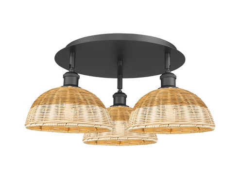 Ballston Three Light Semi-Flush Mount in Matte Black (405|5163CBKNBD29NAT)