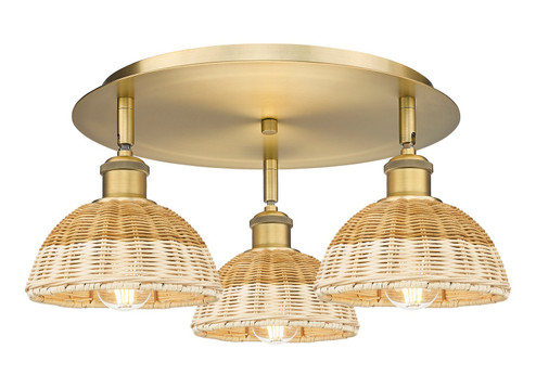 Ballston Three Light Semi-Flush Mount in Brushed Brass (405|5163CBBNBD275NAT)