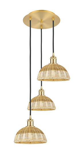 Ballston Three Light Pendant in Satin Gold (405|113B3PSGNBD29NAT)