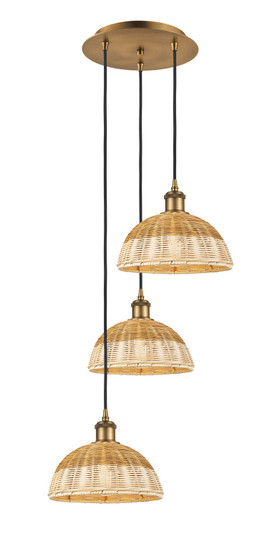 Ballston Three Light Pendant in Brushed Brass (405|113B3PBBNBD29NAT)