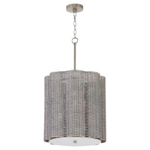 Boracay Four Light Pendant in Brushed Grey Cane/Nickel (208|11938)
