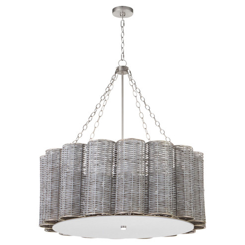 Boracay Six Light Chandelier in Brushed Grey Cane/Nickel (208|11937)