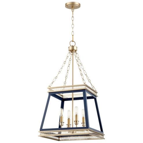 Four Light Pendant in Blue And Aged Brass (208|10904) Four Light Pendant in Blue And Aged Brass (208|10904)
