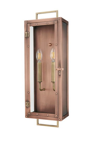 Spencer Two Light Wall Lantern in Antique Copper with Brass (106|1011CP)