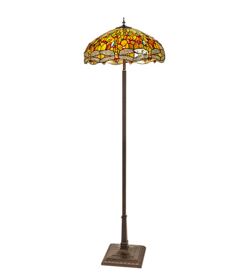 Tiffany Hanging Head Dragonfly Three Light Floor Lamp in Mahogany Bronze (57|287991)