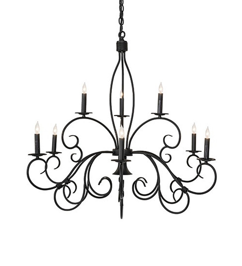 Grace Ten Light Chandelier in Satin Black Wrought Iron (57|289484)