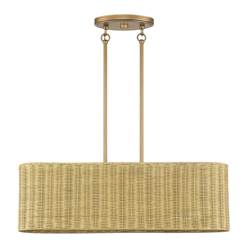 Weavington Three Light Linear Chandelier in Antique Gold Leaf (107|6058648)