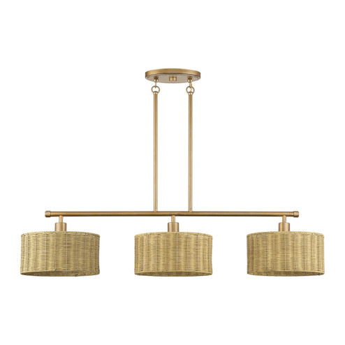 Weavington Three Light Linear Chandelier in Antique Gold Leaf (107|6058548)