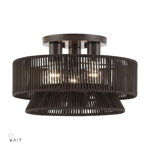Florell Three Light Semi-Flush Mount in English Bronze (107|4914692)