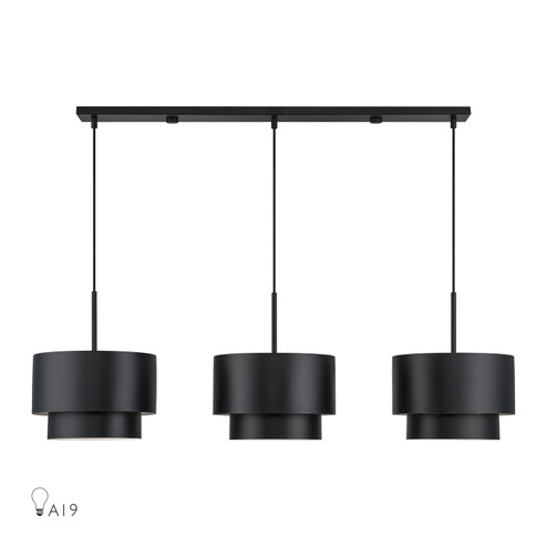 Zolana Three Light Linear Chandelier in Black (107|4005304)
