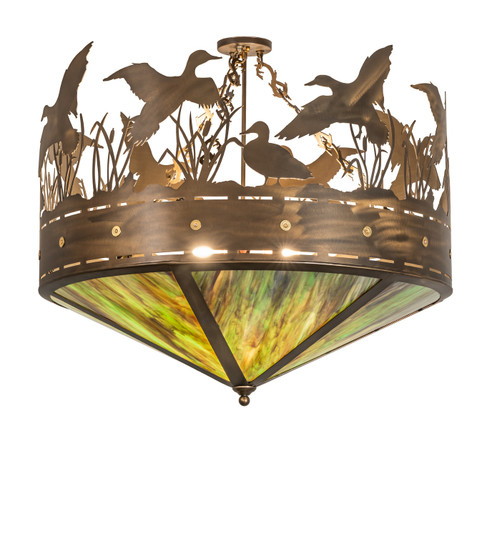 Ducks In Flight Four Light Semi-Flush Mount in Antique Copper (57|286390)