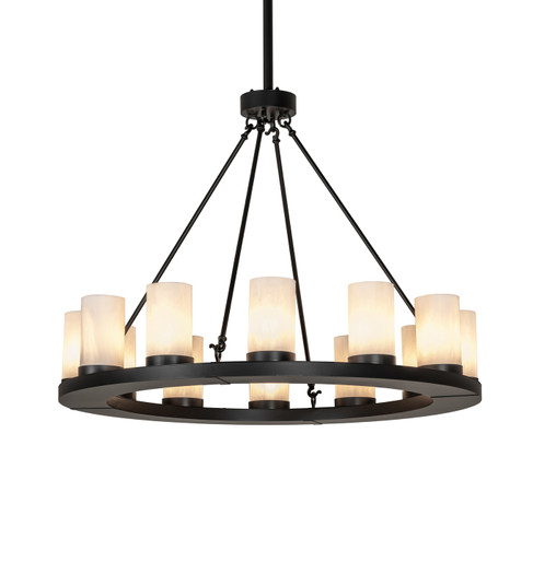 Loxley 12 Light Chandelier in Satin Black Wrought Iron Fleshtone Idalight (57|286033)