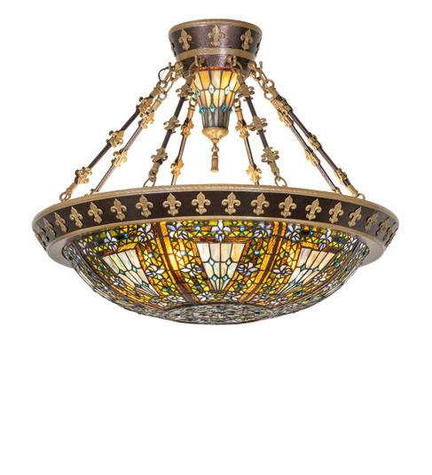 Fleur-De-Lis Six Light Semi-Flush Mount in Copper Vein Bake And Nu Gold (57|285609)