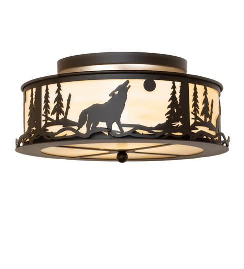 Wolf On The Loose Two Light Flush Mount in Oil Rubbed Bronze (57|286078)