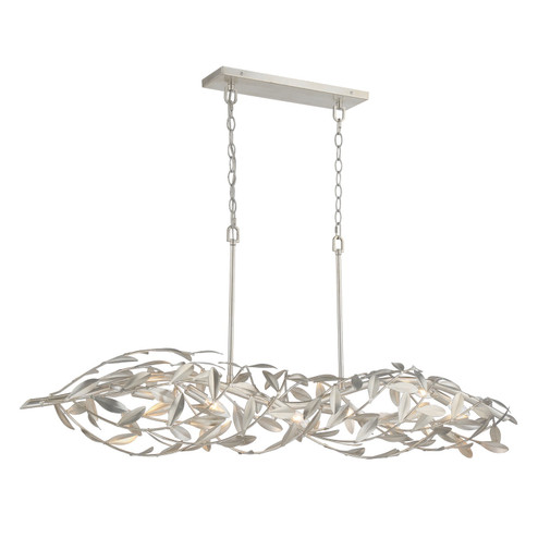 Broche Six Light Linear Chandelier in Antique Silver (60|567SA)