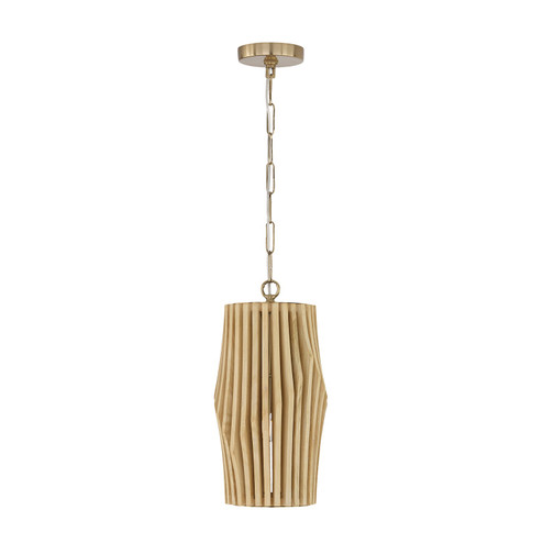 Archer One Light Pendant in Blonde Wood and Matte Brass (65|344613BWB)