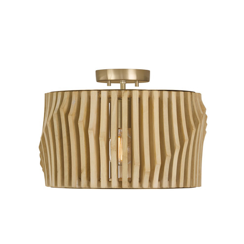 Archer One Light Semi Flush Mount in Blonde Wood and Matte Brass (65|244632BWB)
